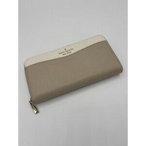 Kate Spade New York Leila Large Continental Leather Wallet Light Sand Zip Around